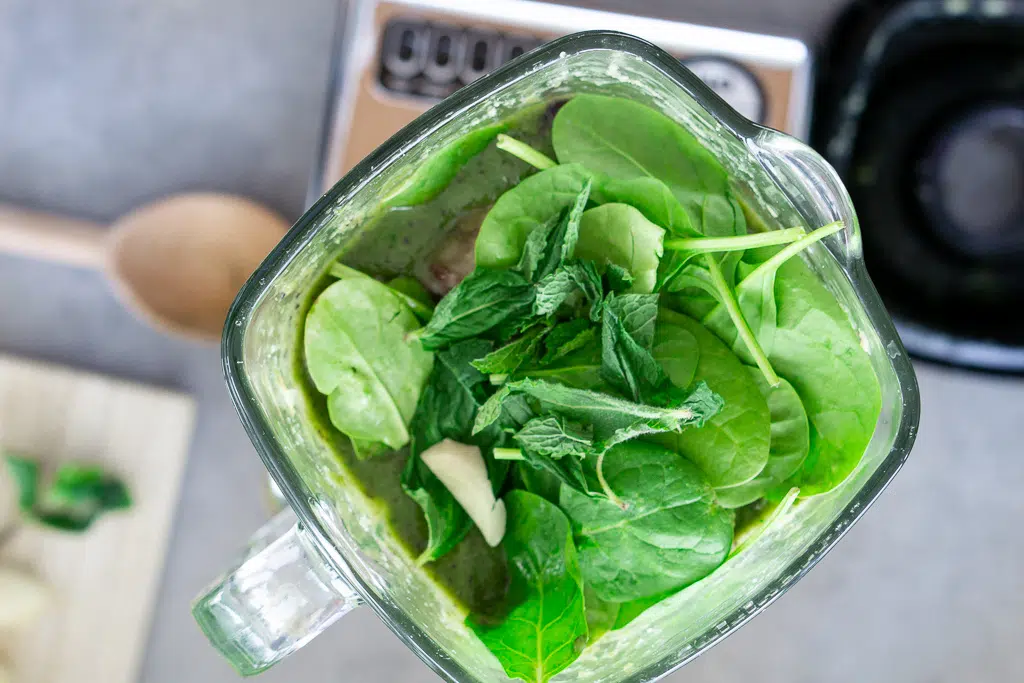 Green smoothie in a blender